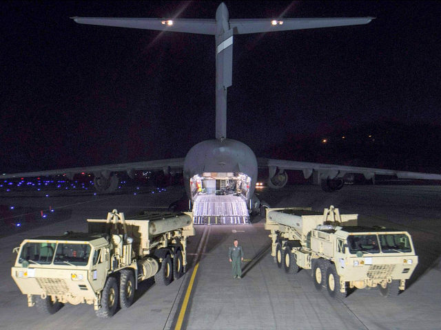 Photo provided by U.S. Forces Korea, a truck carrying parts of U.S. missile launchers and