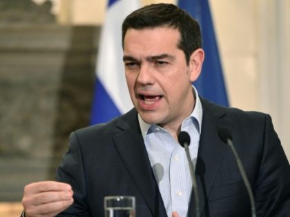 Greek Prime Minister Alexis Tsipras speaks during a press conference with his French counterpart Bernard Cazeneuve (not in picture) in Athens, on March 3, 2017