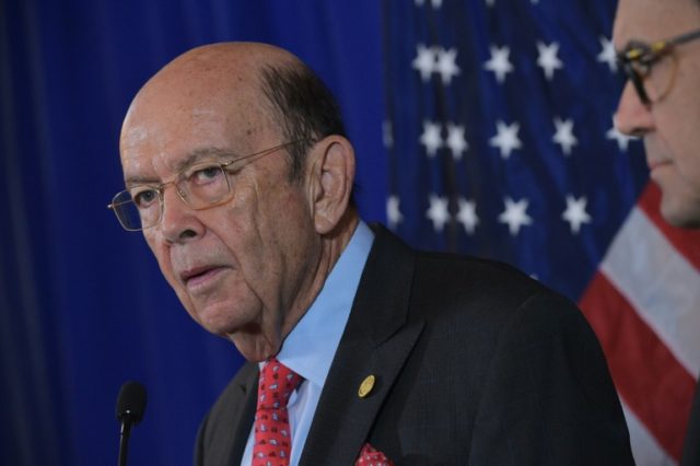 US Commerce Secretary Wilbur Ross speaks to reporters after discussing the NAFTA treaty wi