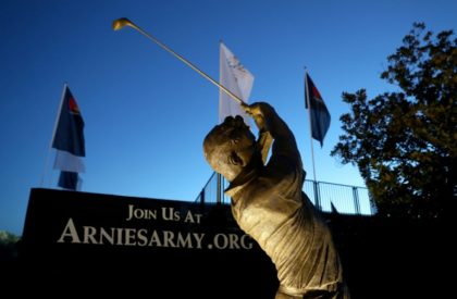 Arnold Palmer statue is seen at the Bay Hill Club & Lodge in Orlando, Florida, on Marc