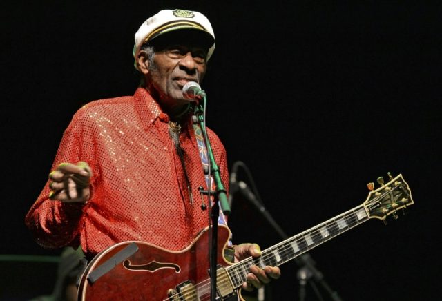 Legendary US singer and composer Chuck Berry, one of the pioneers of rock-and-roll, perfor