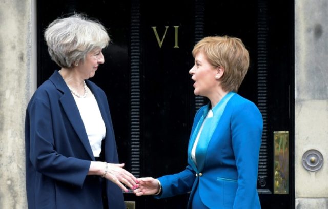Britain's Prime Minister Theresa May and Scotland's First Minister Nicola Sturgeon are at