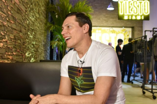 Grammy-winning DJ-producer Tiesto speaks to the media on March 22, 2017, at the opening of