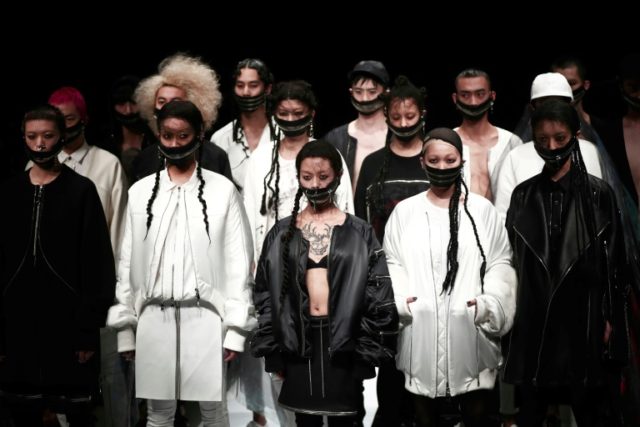 Models present the genderless creations of ACUOD by CHANU at Tokyo Fashion Week on March 2
