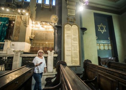 The president of the Egyptian Jewish Community, Magda Shehata Haroun, at the Shaar Hashamayim Synagogue in Cairo
