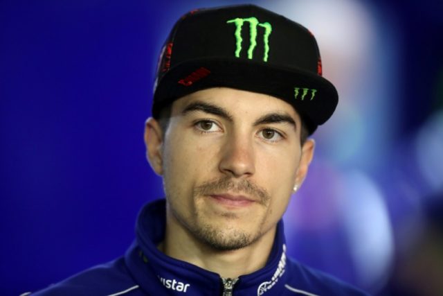 Maverick Vinales of SAG Team answers reporters questions at the Losail International Circu