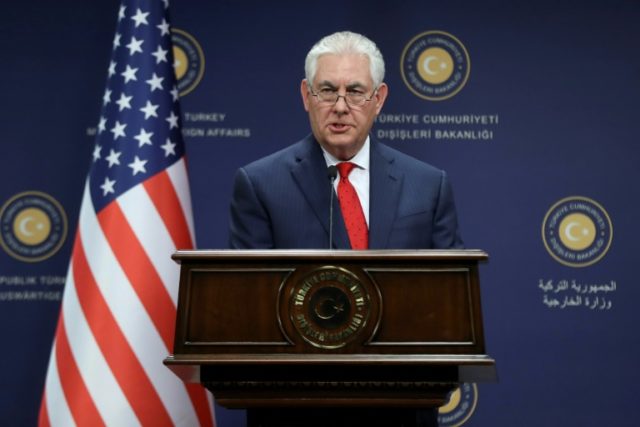 US Secretary of State Rex Tillerson speaks during a joint news conference with the Turkish