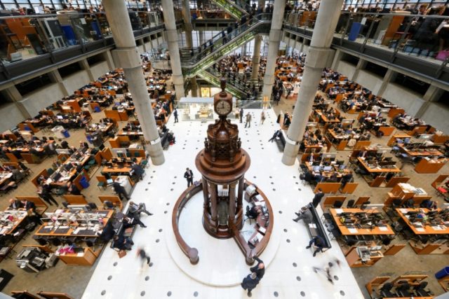 The interior of Lloyd's of London, the centuries-old insurance market, pictured in central