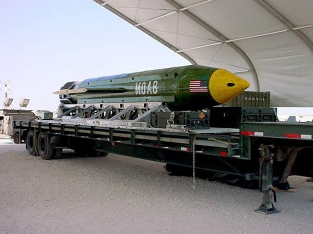 This photo provided by Eglin Air Force Base shows the GBU-43/B Massive Ordnance Air Blast