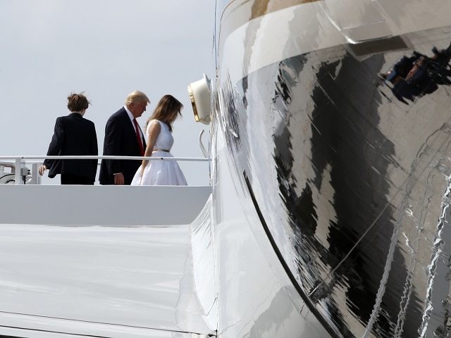 Barron Trump, 11, let, President Donald Trump and first lady Melania Trump board Air Force