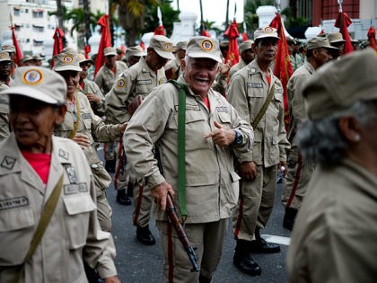 Members of the Bolivarian Militia take part in a parade in the framework of the seventh an