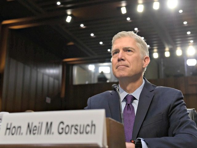 Supreme Court Justice nominee Neil Gorsuch arrives on Capitol Hill in Washington, Tuesday,
