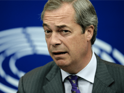 Former leader of the United Kingdom Independence Party (UKIP) Nigel Farage looks on during