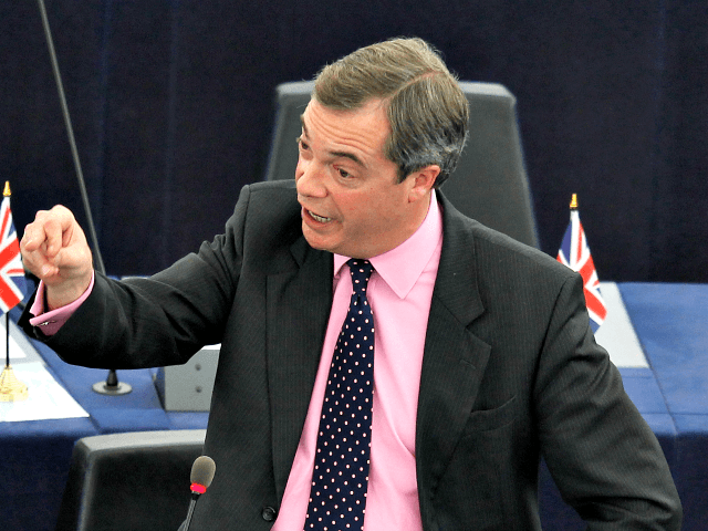 British MEP and member of the British UKIP party Nigel Farage, delivers a statement at the European Parliament in Strasbourg, eastern France, Tuesday, Dec. 13, 2011 during the debate on the European debt crisis and the EU summit.