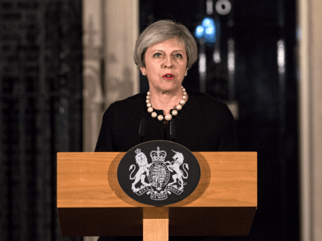 Prime Minister Theresa May makes a statement in Downing street following the terrorist inc
