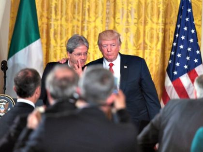Trump and Italian Prime Minister Paolo Gentiloni.4-20-2017 Jim WatsonGetty