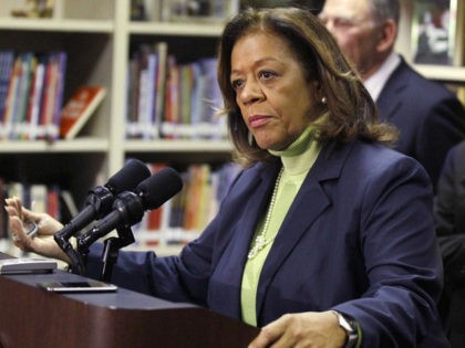 FILE - In this Oct. 12, 2012 file photo, Chicago Public Schools CEO Barbara Byrd-Bennett speaks at a news conference in Chicago. The former CEO has been indicted on corruption charges following a federal investigation into a $20 million no-bid contract. Bennett was indicted Thursday, Oct. 8, 2015, nearly four …