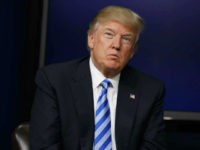 President Donald Trump listens to a question during a town hall with business leaders in the South Court Auditorium on the White House complex in Washington, Tuesday, April 4, 2017. (AP Photo/Evan Vucci)