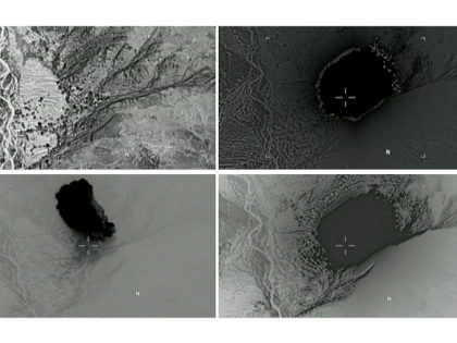 A combination of still images taken from a video released by the U.S. Department of Defens