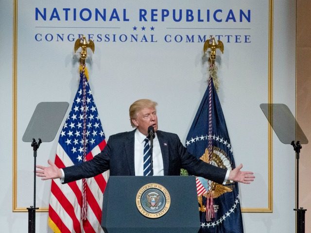 President Donald Trump speaks at the National Republican Congressional Committee March Din