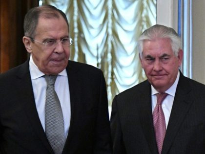 Russian Foreign Minister Sergei Lavrov (left) and US Secretary of State Rex Tillerson meet