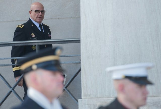 US National Security Adviser H.R. McMaster arrives at the Pentagon in Washington, DC, on M