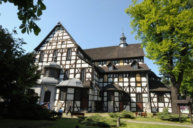 The Lutheran Church of Peace in Swidnica, Poland, seen in 2011, was built in the 17th cent