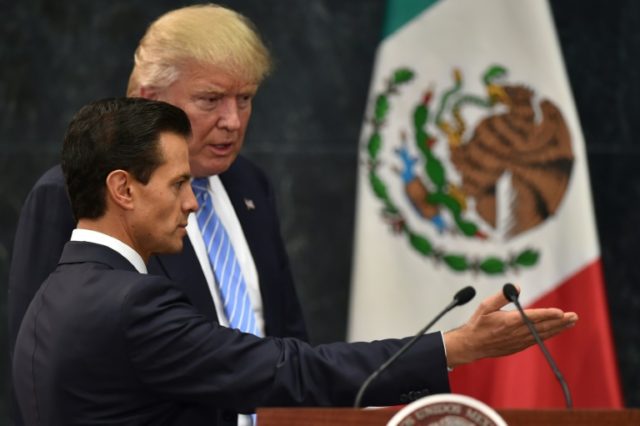Mexican President Enrique Pena Nieto, pictured with Donald Trump in 2016 when Trump was a
