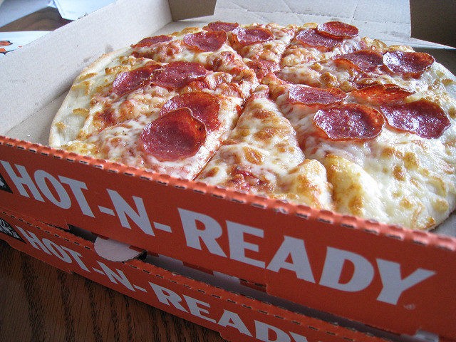 Little Caesar's Hot-n-Ready pizza. Pepperoni toppings.