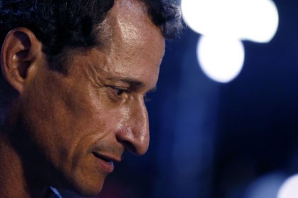 Anthony Weiner, former U.S. Democrat Representative from New York, speaks to the media bef