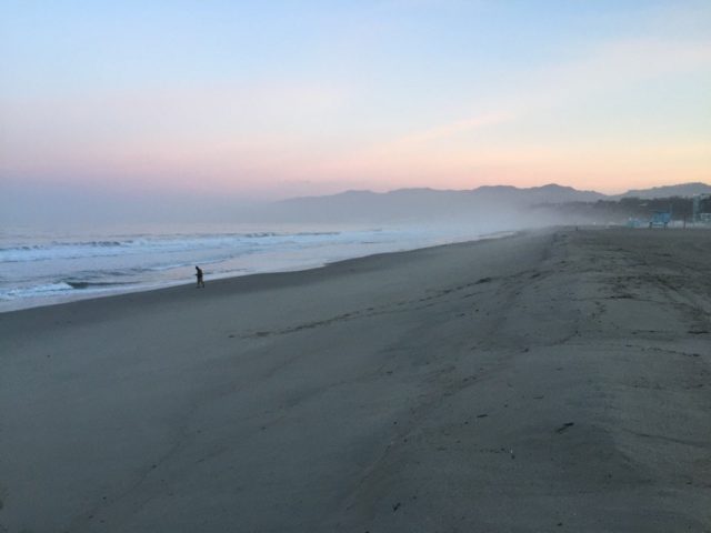 Santa Monica beach at sunrise (Joel Pollak / Breitbart News)