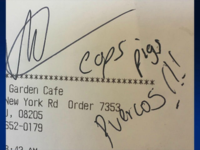 An employee at New Jersey's Romanelli’s Garden Cafe restaurant has been fired after writing a message on a receipt insulting a police officer, according to the restaurant’s owner.