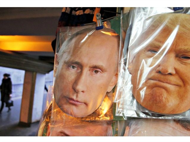 Face Masks of Trump and Putin Dmitri LovetskyAP
