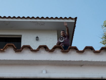 CARACAS, VENEZUELA - FEBRUARY 24: General Angel Vivas adressing the neighbors who supporte