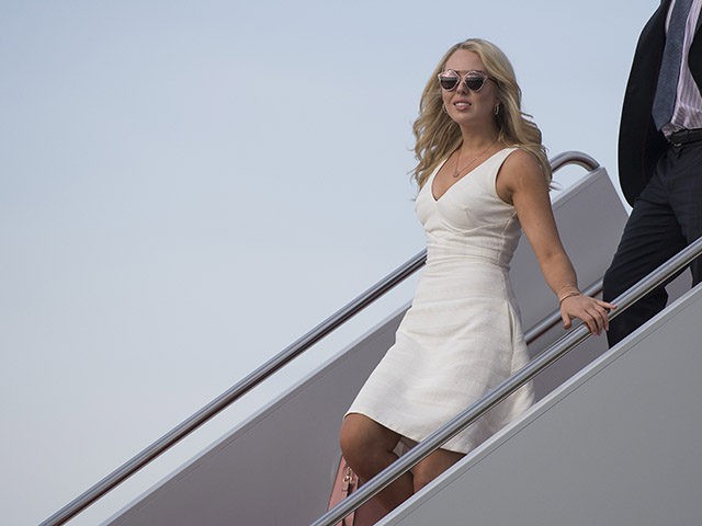 Tiffany Trump and her boyfriend Ross Mechanic walk off Air Force One at Andrews Air Force