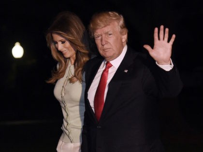 WASHINGTON, DC - MAY 27: President Donald Trump and First Lady Melania Trump return to the White House on May 27, 2017 in Washington, DC. Trump is returning from his first overseas trip as president. (Photo by Olivier Douliery - Pool/Getty Images)