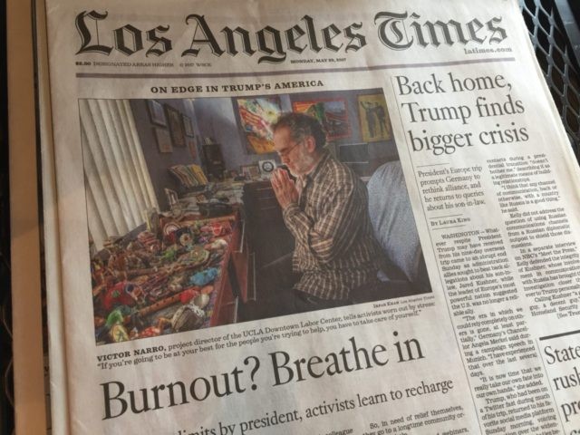 L.A. Times front page at Starbucks (Joel Pollak / Breitbart News)