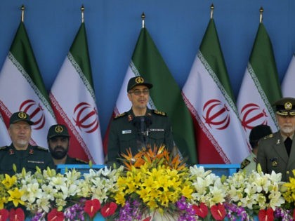 Iranian General Mohammad Bagheri, chief of staff of Iran's armed forces, speaks during the