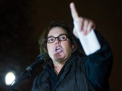 Rosie O'Donnell speaks at a rally calling for resistance to President Donald Trump, T