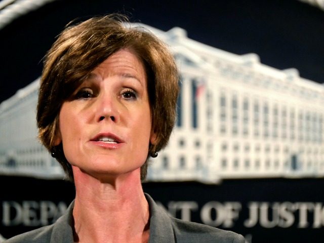 Deputy Attorney General Sally Yates announces a settlement with Volkswagen during a news conference at the Justice Department in Washington, Tuesday, June 28, 2016. Volkswagen will spend more than $15 billion to settle consumer lawsuits and government allegations that it cheated on emissions tests in what lawyers are calling the …