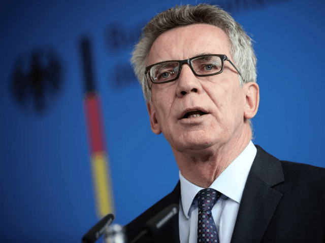 German Interior Minister Thomas de Maiziere delivers a statement in Berlin, Tuesday Sept.