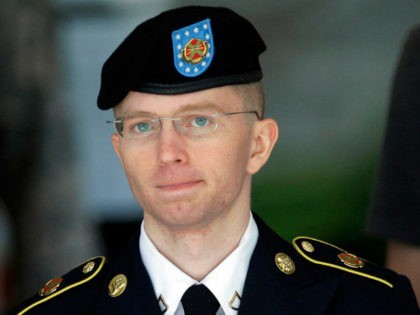 FILE - In this June 5, 2013, file photo Army Pvt. Chelsea Manning, then-Army Pfc. Bradley Manning, is escorted out of a courthouse in Fort Meade, Md., after the third day of his court martial. Advocates of Manning, imprisoned for sending classified information to an anti-secrecy website, presented to the …