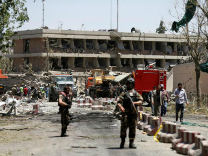 A massive suicide car bomb explosion devastated a highly secure diplomatic area in the Afg