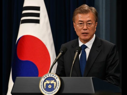 SEOUL, SOUTH KOREA - MAY 10: South Korea's new President Moon Jae-In speaks during a press