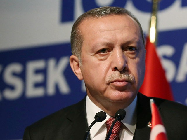 Turkey's President Recep Tayyip Erdogan addresses a business meeting in Istanbul, Thursday, May 18, 2017. Turkey has told the United States it will not join in any military operations that include Kurdish fighters in Syria, Erdogan said Thursday, while vowing to strike the U.S.-backed Kurds if they threaten Turkey's security.(Presidency …