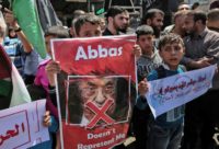 Supporters of Hamas, Islamic Jihad and Al-Ahrar movement, protest against Palestinian Authority president Mahmud Abbas in the southern Gaza Strip town of Rafah on May 2, 2017