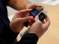 A new survey shows Apple has vaulted to the lead in the market for wearable computing thanks to strong sales of its Apple Watch, the latest of which is seen at a New York retail store