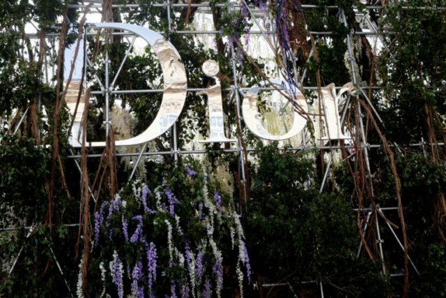 The logo of the fashion house Christian Dior is pictured during a 2014 Spring/Summer fashi