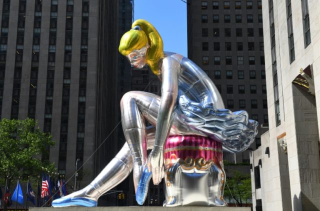 Artist Jeff Koons says he hopes his Seated Ballerina installation in New York will give pe