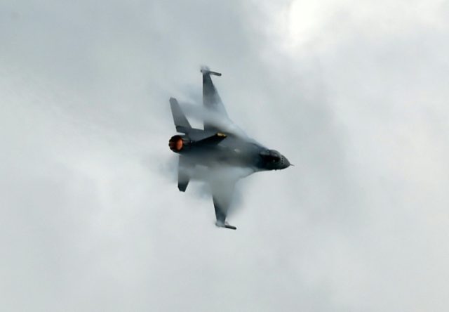US officials say two Chinese Sukhoi SU-30 fighter jets -- like this one from the Royal Mal